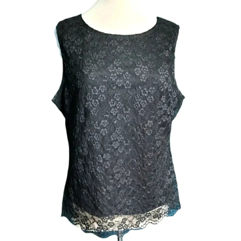 East5th Sleeveless Black Lace Tank Size XL